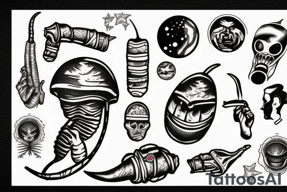 alien smoking cigar tattoo idea