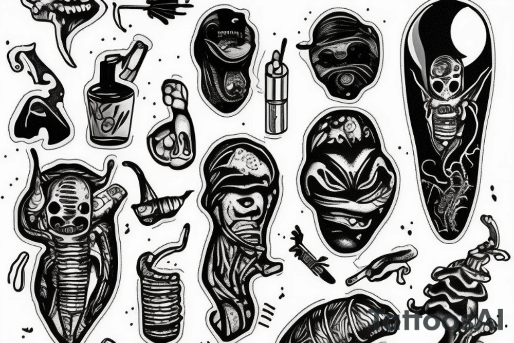 alien smoking cigar tattoo idea