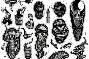 alien smoking cigar tattoo idea