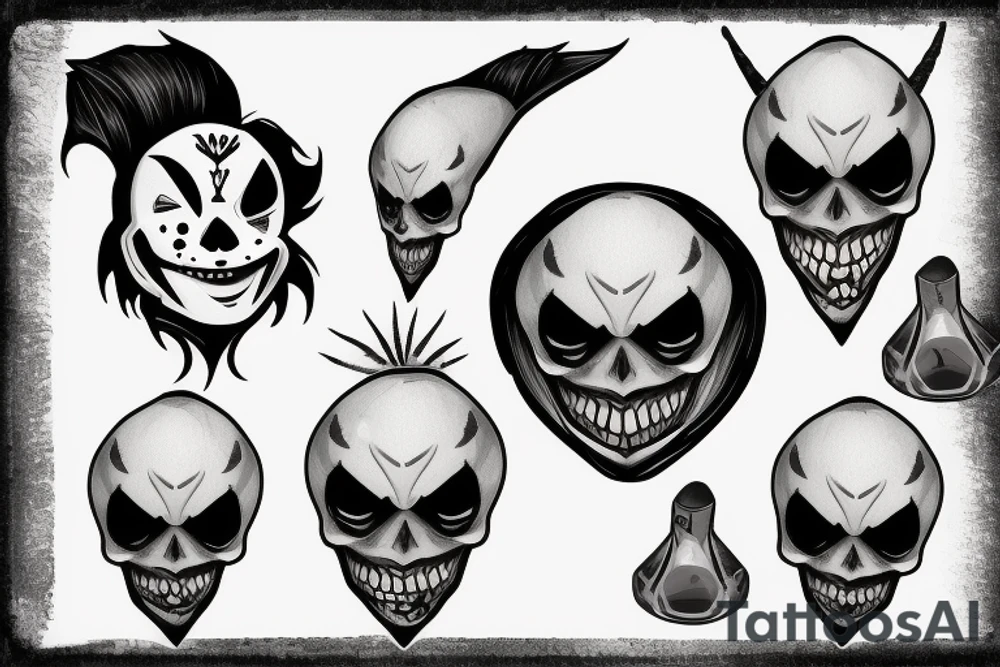 Laughing Jack with skull face tattoo idea