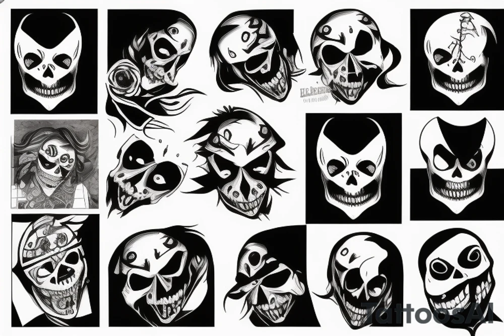 Laughing Jack with skull face tattoo idea