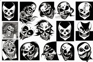 Laughing Jack with skull face tattoo idea