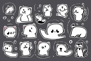 A happy cat, seal and bear talking on the phone with each other tattoo idea