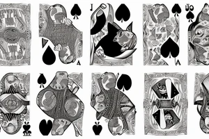 a cat playing cards with a bear and a seal tattoo idea