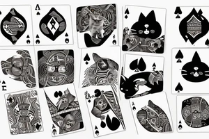 a cat playing cards with a bear and a seal tattoo idea
