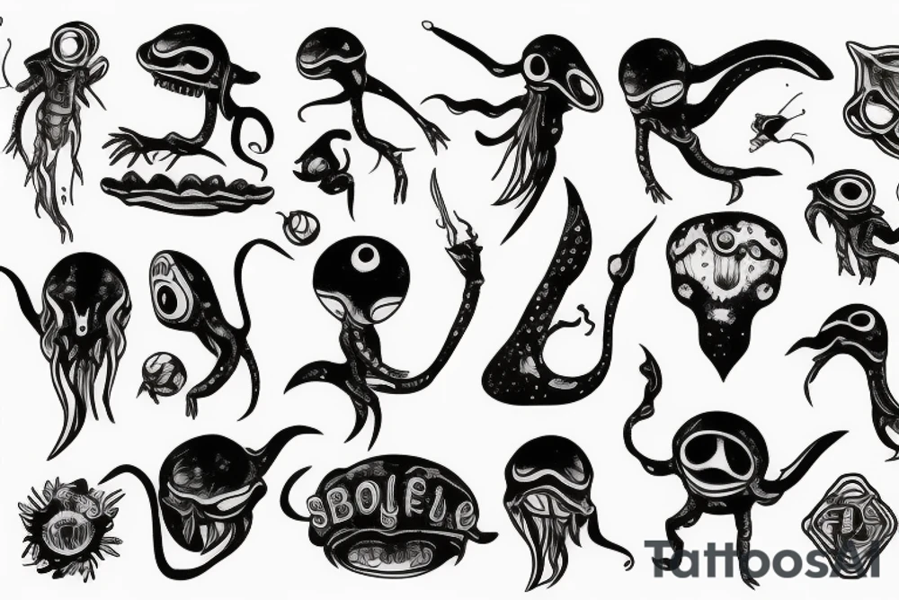alien smoking tattoo idea