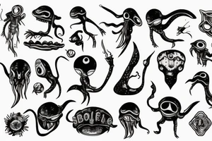 alien smoking tattoo idea