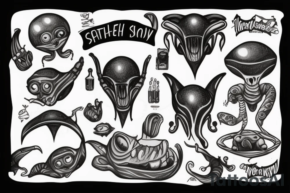 alien smoking tattoo idea
