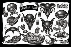 alien smoking tattoo idea