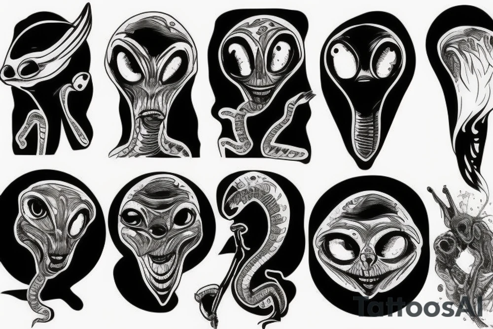 alien smoking tattoo idea