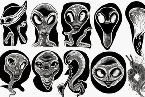 alien smoking tattoo idea