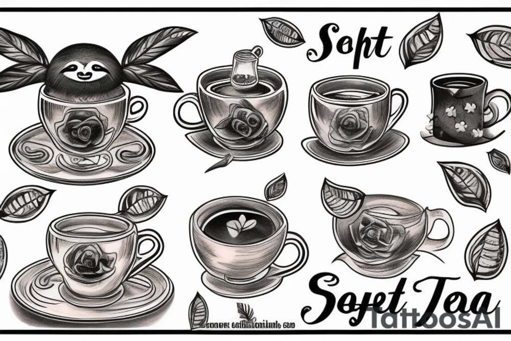sloth drinking tea tattoo idea