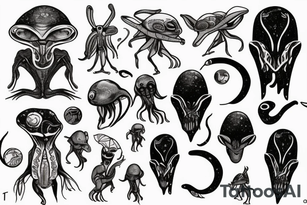 alien smoking tattoo idea