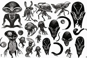 alien smoking tattoo idea