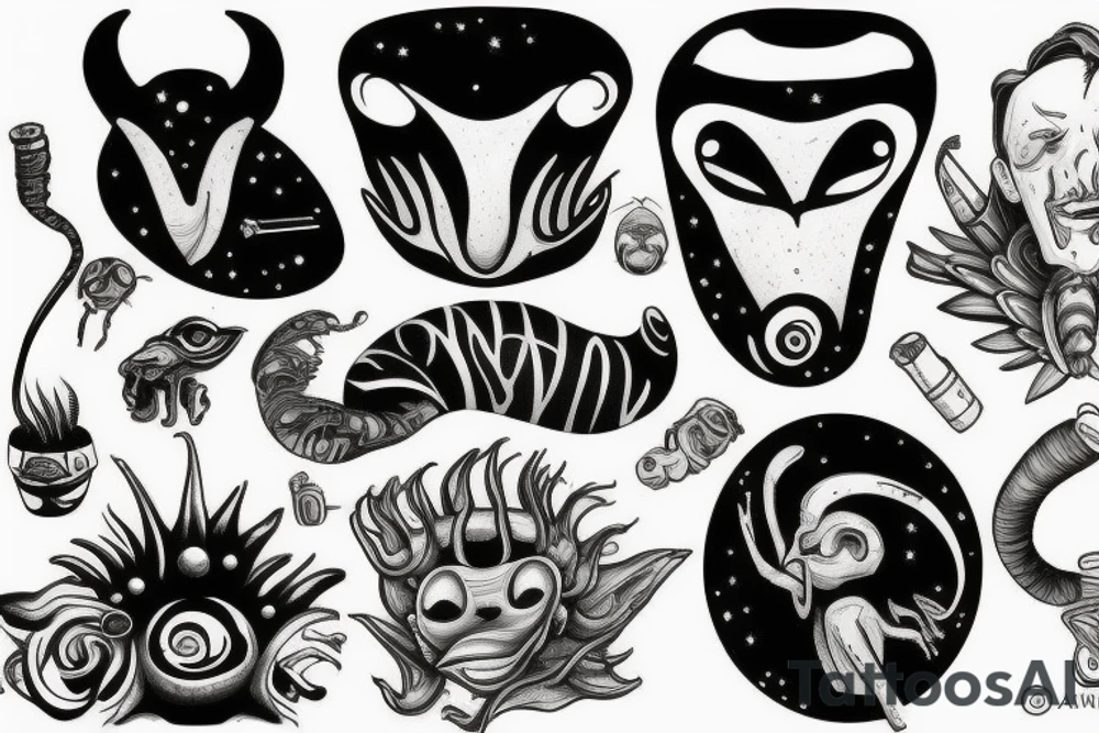 alien smoking tattoo idea