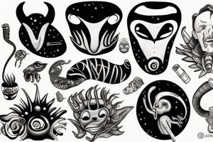 alien smoking tattoo idea