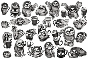sloth holding a mug tattoo idea
