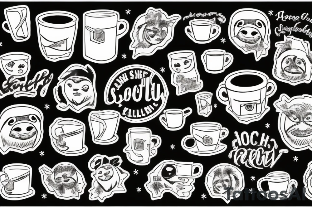 sloth holding a mug tattoo idea