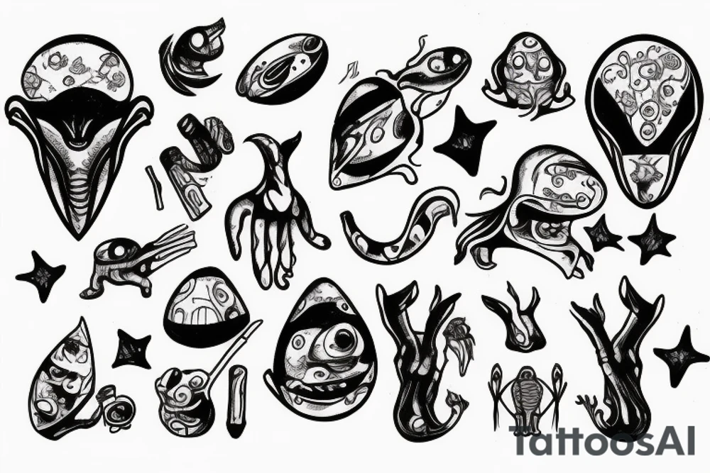 alien smoking tattoo idea