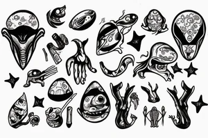 alien smoking tattoo idea