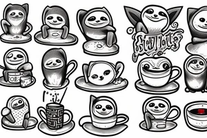 sloth holding a mug tattoo idea