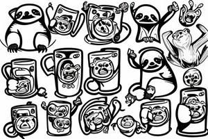 sloth holding a mug tattoo idea