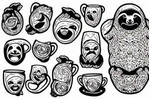 sloth holding a mug tattoo idea