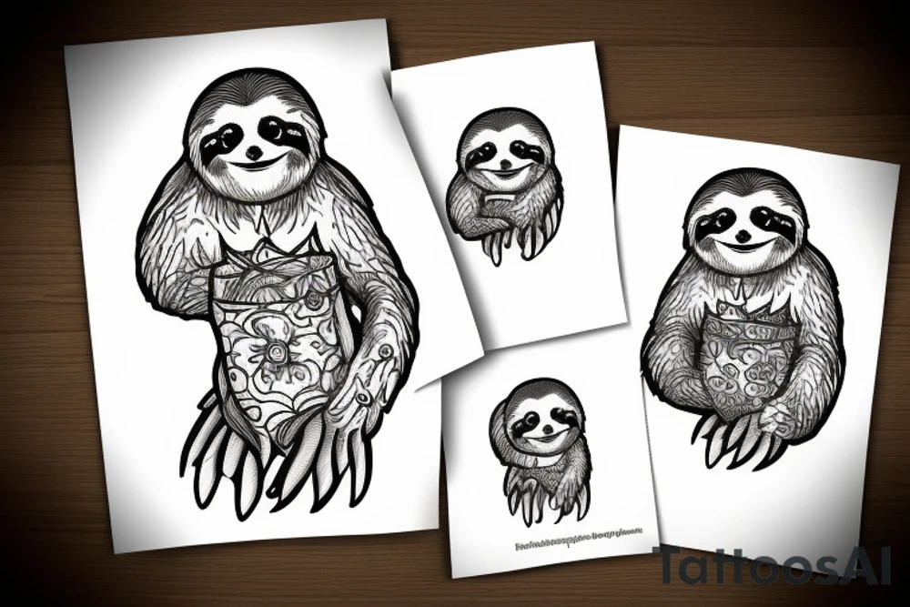 sloth holding a mug tattoo idea