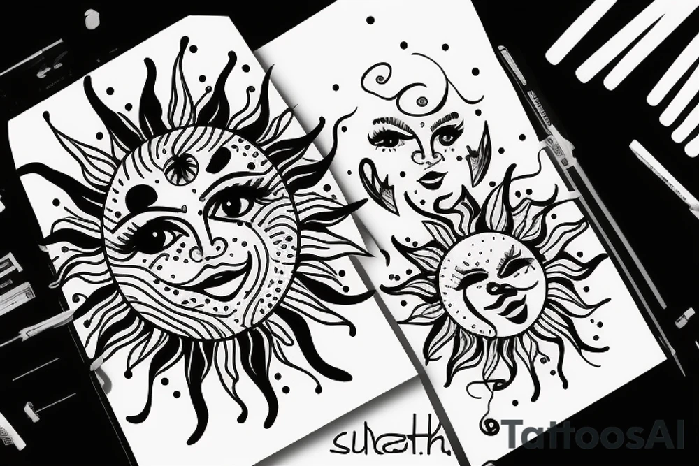 cute sun face tattoo idea