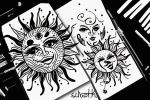 cute sun face tattoo idea