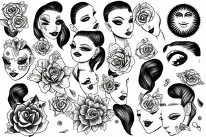 sun with pretty face tattoo idea