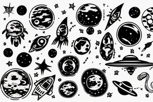 UFO in space tattoo idea