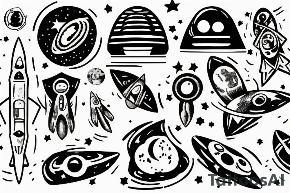 UFO in space tattoo idea