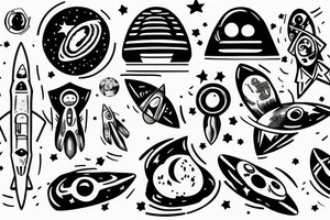 UFO in space tattoo idea