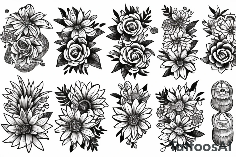 crazy but simple flower tattoo idea