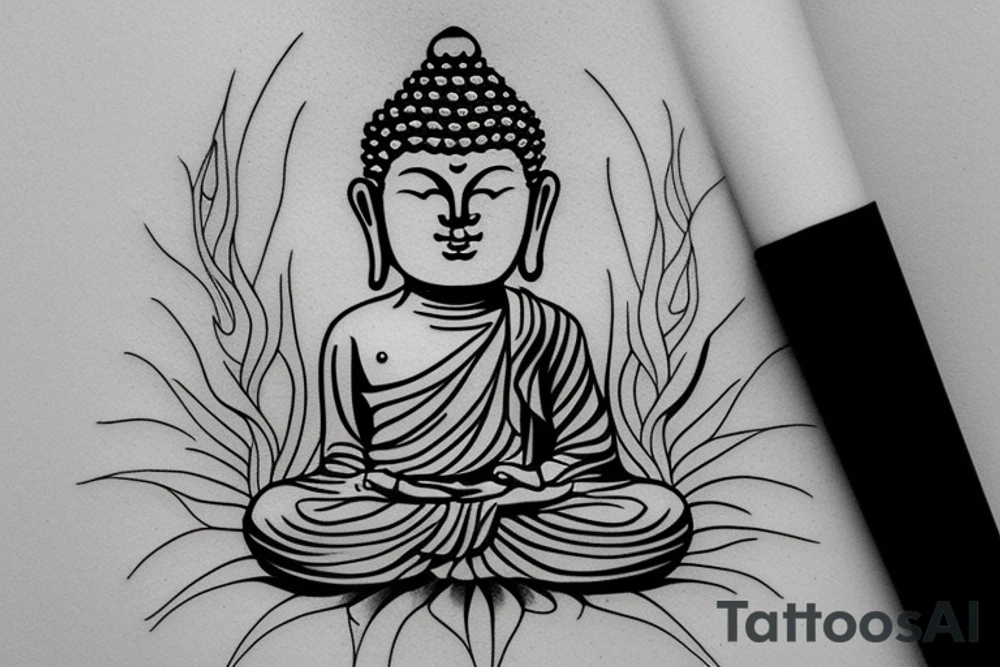 simple buddha meditating tattoo idea