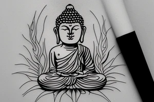 simple buddha meditating tattoo idea
