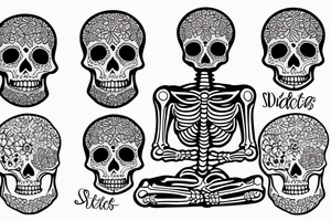 simple skeleton meditating tattoo idea