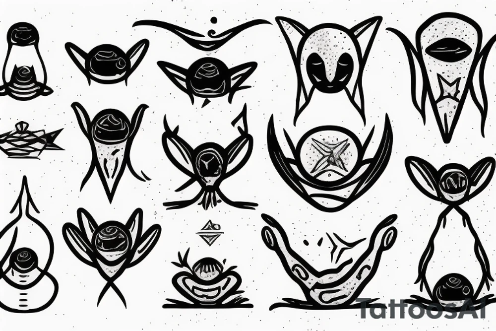simple alien meditating tattoo idea