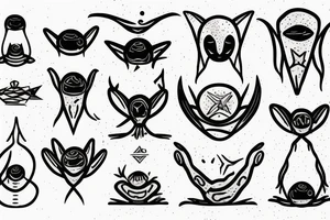 simple alien meditating tattoo idea