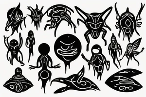 simple alien meditating tattoo idea