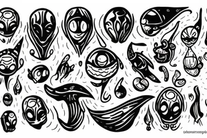 simple alien meditating tattoo idea