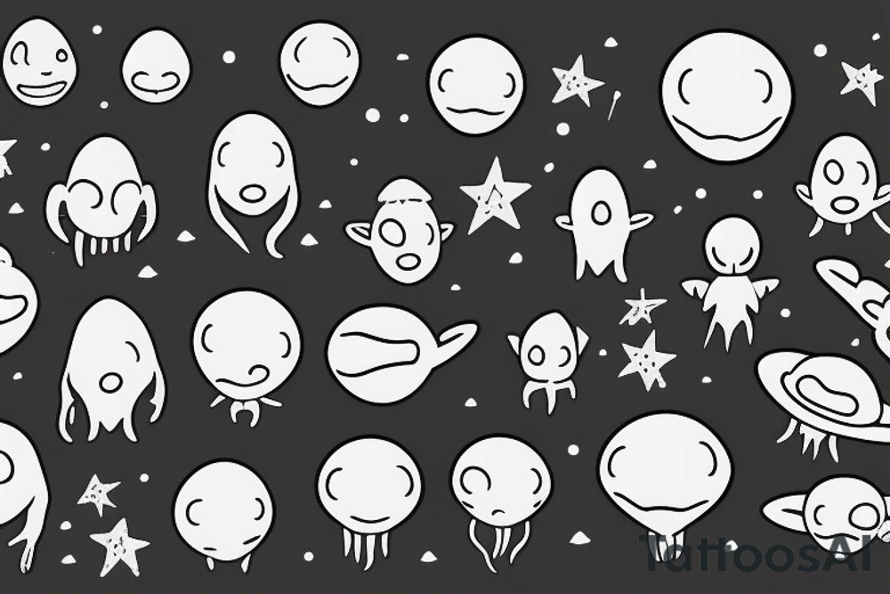 simple alien meditating tattoo idea