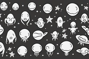 simple alien meditating tattoo idea