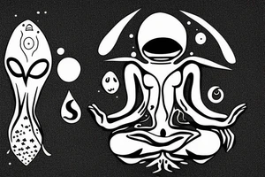 simple alien meditating tattoo idea