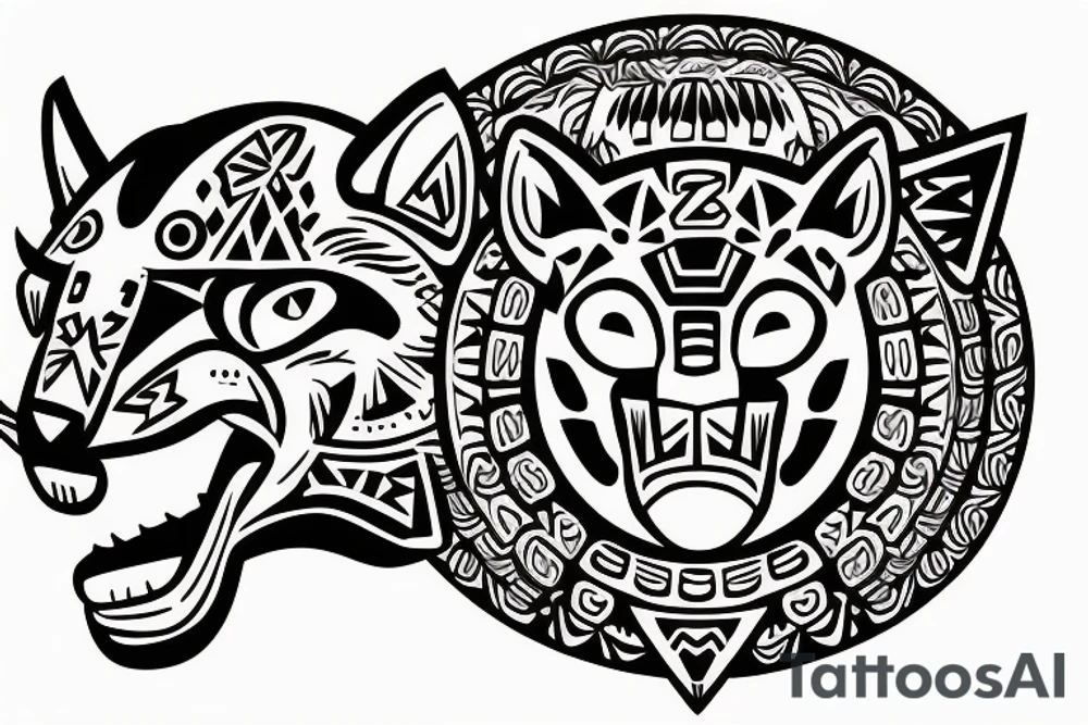 Aztec and jaguar as a mexican style tattoo tattoo idea