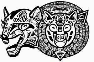 Aztec and jaguar as a mexican style tattoo tattoo idea