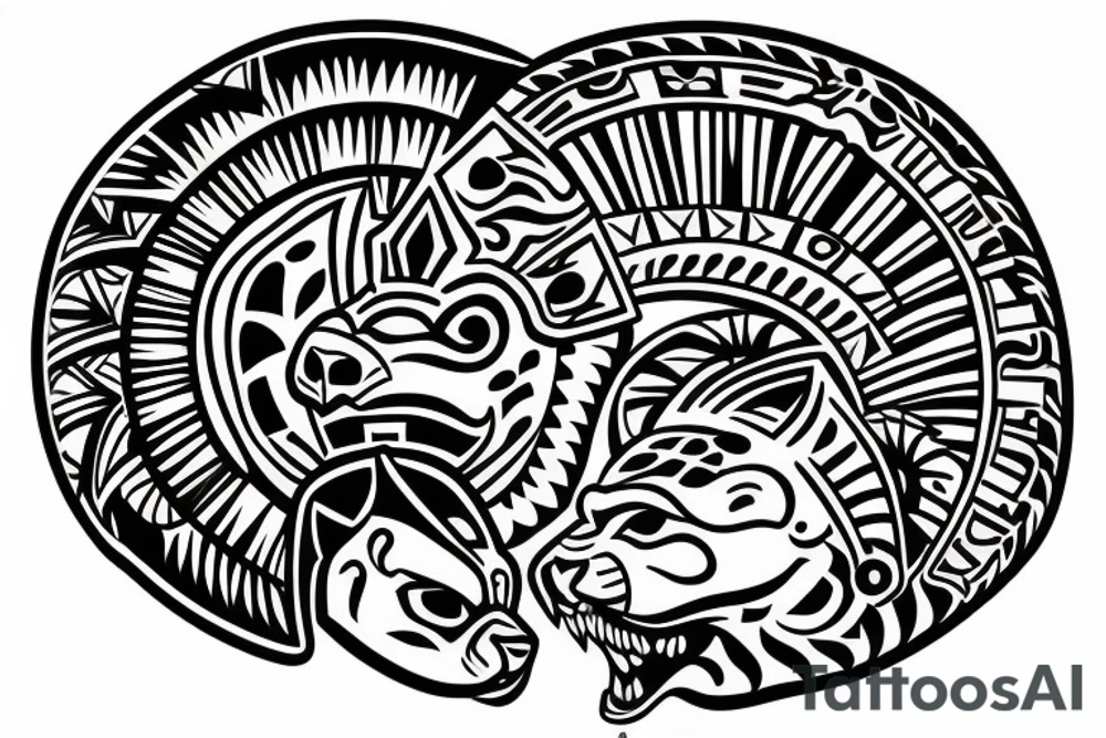 Aztec and jaguar as a mexican style tattoo tattoo idea