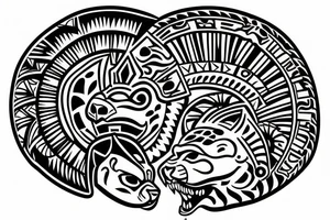 Aztec and jaguar as a mexican style tattoo tattoo idea