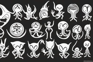 simple alien meditating tattoo idea